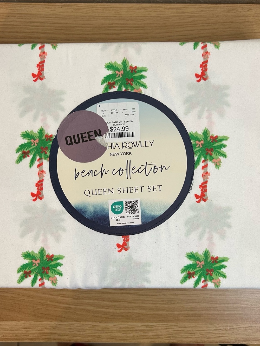 Cynthia Rowley New York Beach Collection Queen Sheet Set